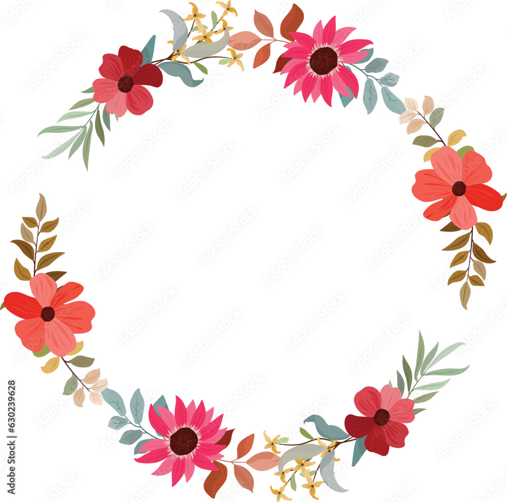 wreath with wildflowers and leaves wreath with wildflowers and leaves