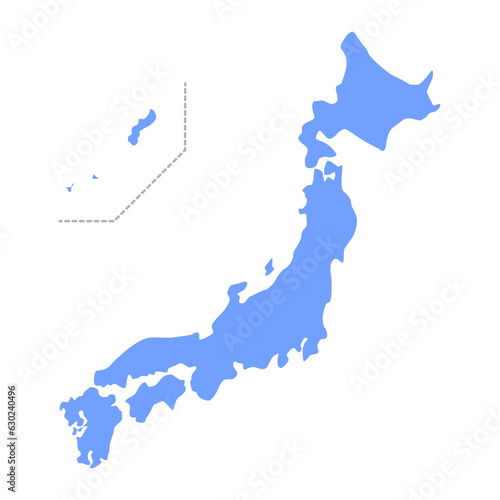 日本地図のシンプルで可愛いシルエットイラスト。ベクターイラスト。
