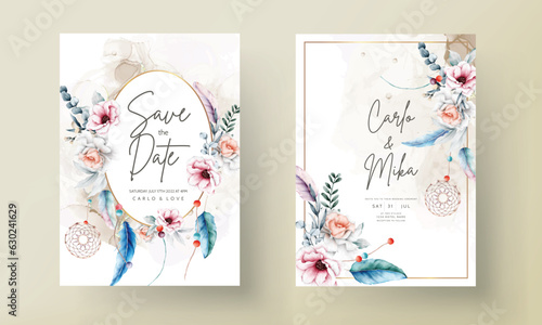 beautiful flower and dreamcatcher invitation card template