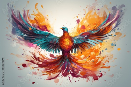 Phoenix is flying burning with fire. Birds. Mythical creatures. Generative AI © itchaznong