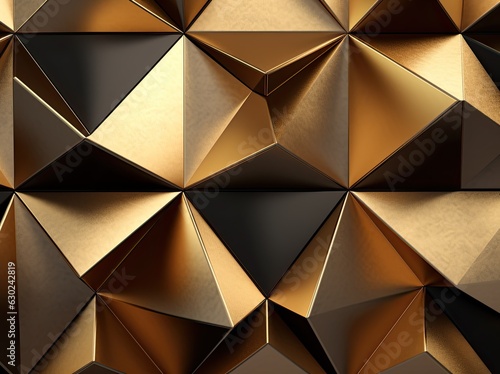 The symmetry of the gold and black triangle shapes creates an eye-catching and mesmerizing pattern, evoking a sense of wonder and awe © mockupzord