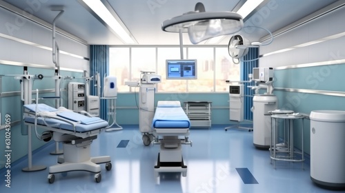 Modern diagnostic medical equipment in the operating room data center  Clean modern operating room.