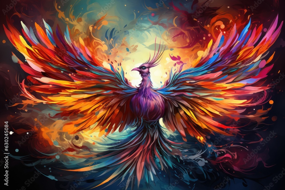 Phoenix is flying burning with fire. Birds. Mythical creatures. Generative AI Phoenix is flying burning with fire. Birds. Mythical creatures. Generative AI