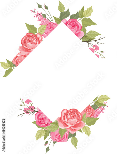 floral frame with a bouquet of peonies