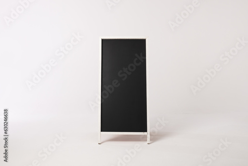 Black sign in white frame and copy space on white background