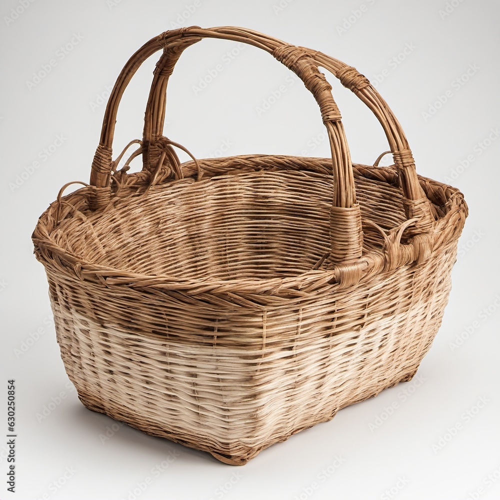 Obraz premium Wicker basket on a white background