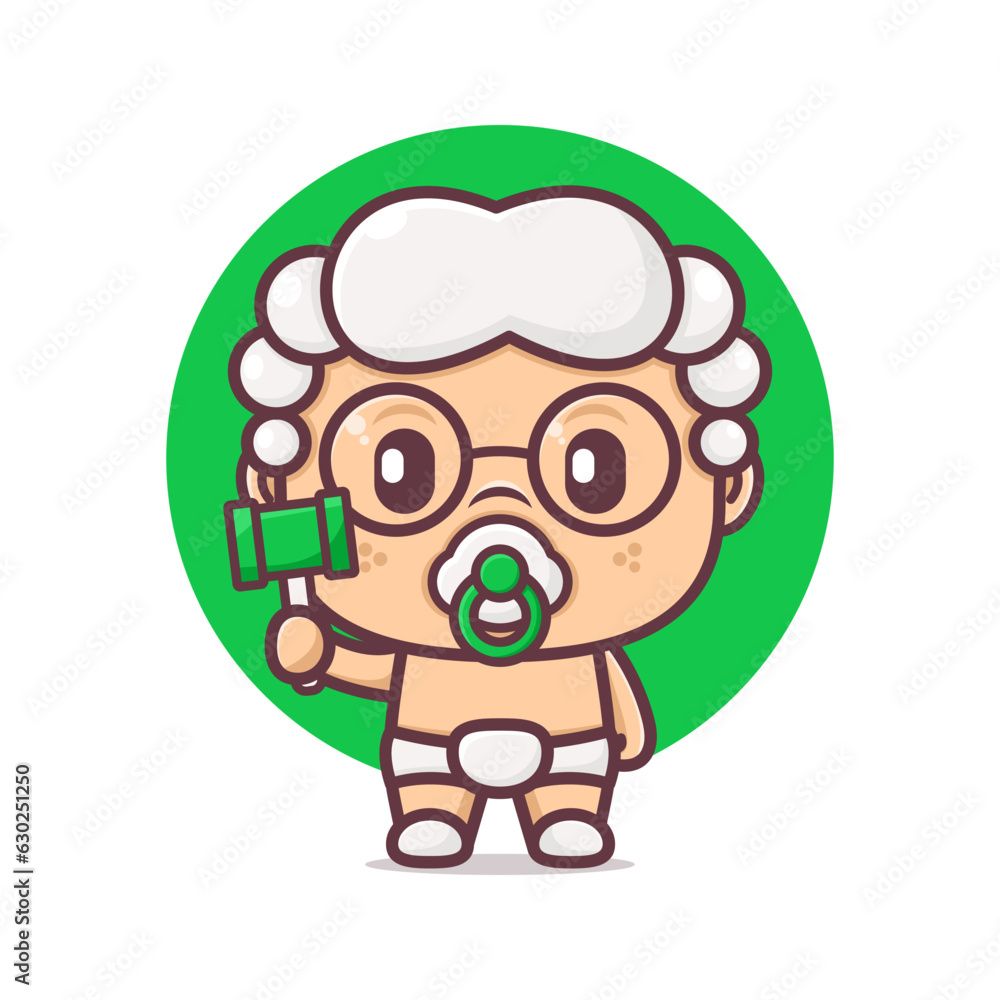 cute baby judge cartoon character vector illustration Stock Vector