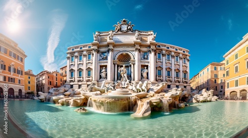 Beautiful view of the Trevi Fountain. Rome generative ai