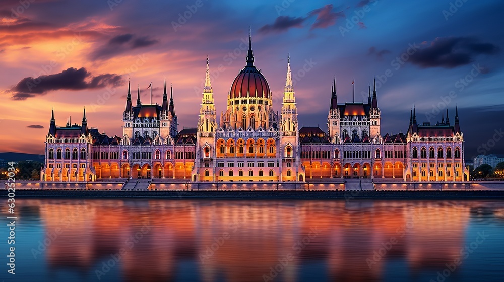Fototapeta premium Hungarian Parliament Building in Budapest generative ai