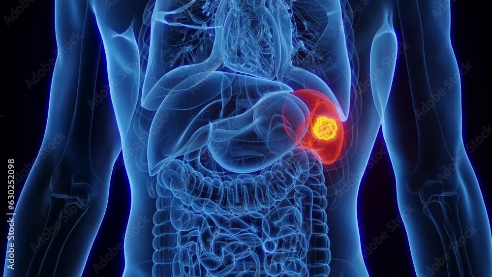 Animation of a neoplasm in a man's spleen Animation of a neoplasm in a man's spleen