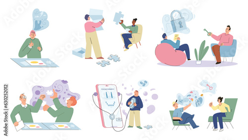 Psychotherapy session with cognitive analysis. Mental health, psychology concept. Mental health improvement, treatment for anxiety neurosis, mental equilibrium. Mental therapy sessions for open mind