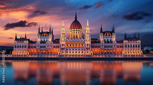 Hungarian Parliament Building in Budapest generative ai