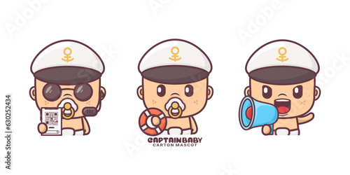 cute captain baby cartoon mascot