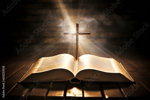 Open book with glowing cross