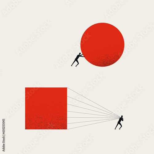 Easy and hard business solution vector concept. Symbol of effort, challenge, solution, simplicity. Minimal illustration.