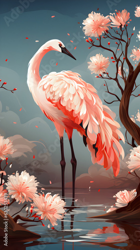 flamingo abstract wallpaper luxury style Generative AI