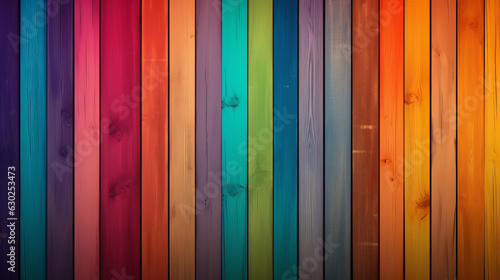 Fotografia Colorful wooden background with vertical wooden slat of different bright colors