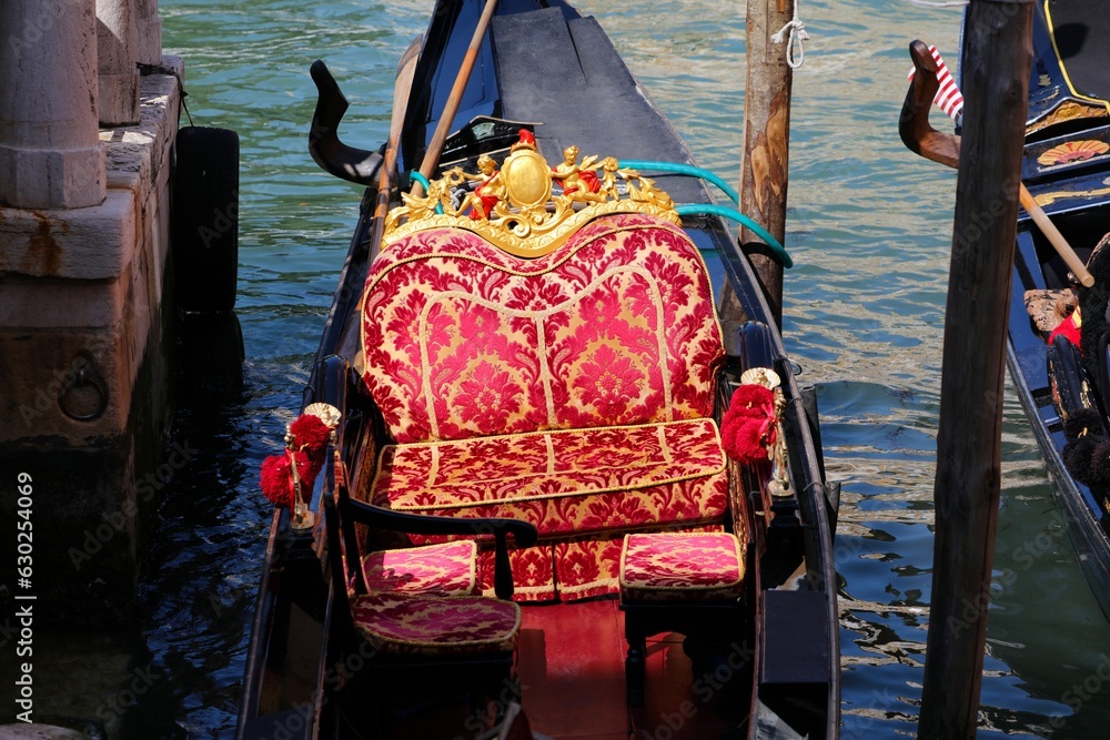 Gondola boat seat in Venice, Italy