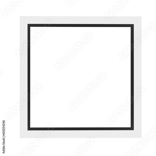 Square shape photo frame empty isolated on white transparent background, PNG