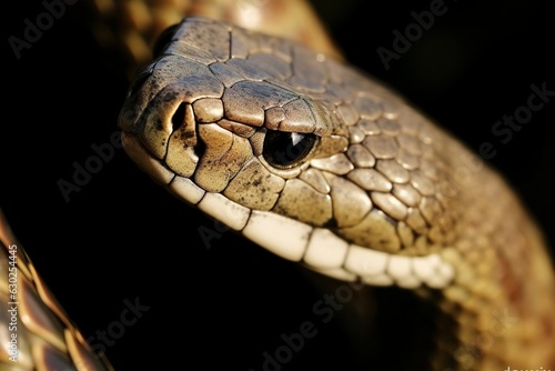 The grass snake (Natrix natrix). Snake head