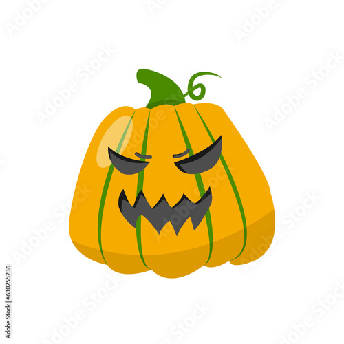 Angry, Ghost face on pumpkin set for Halloween photo