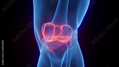 Animation of a man's inflamed left knee photo