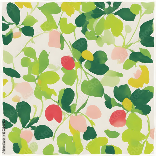 seamless pattern with apples and leaves straberry