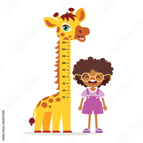 Cartoon Illustration Of Kid Measuring Height 