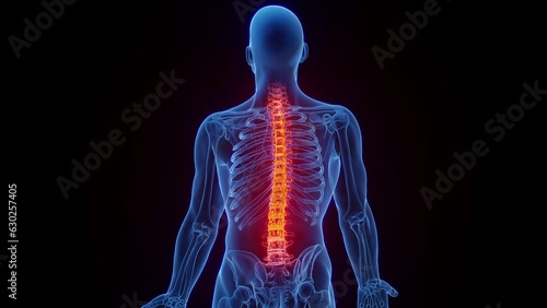 Animation of a man's inflamed spinal column photo