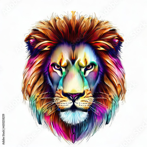 Silent Savanna King  Lion s Face on a White Background  Generative AI