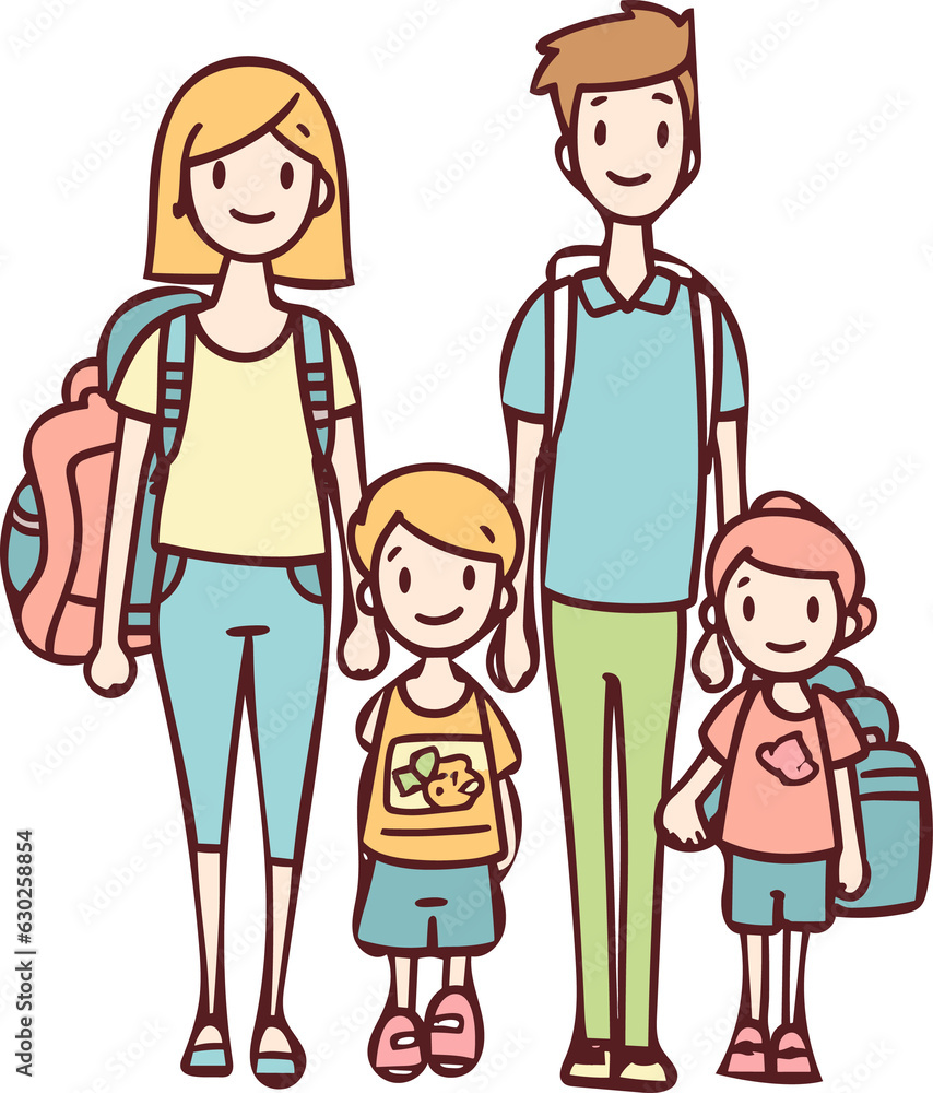Simple travelling Family friends travel trip, illustration Simple travelling Family friends travel trip, illustration