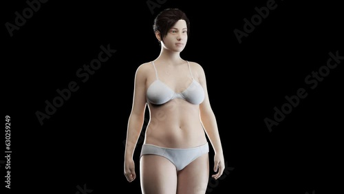 Animation of a woman's transition to a fitter body photo