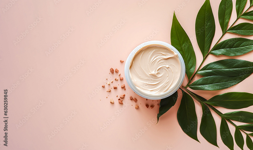 still life with natural cosmetic products on a light background