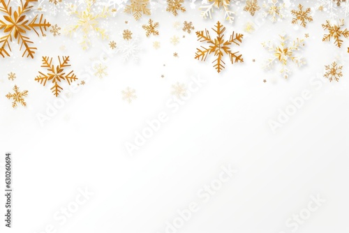 Christmas snowflakes on white background. Frame border.