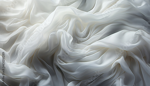 Recreation of a white soft texture of a cotton silk cloth waving. Illustration AI