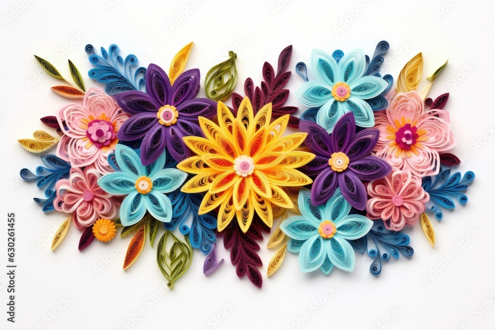 Quilling craft, handmade festive decoration with paper circles. Cut from paper by handmade.	
