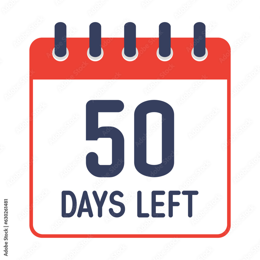 50 days left icon,countdown daily page calendar template vector illustration. 50 days left icon,countdown daily page calendar template vector illustration.