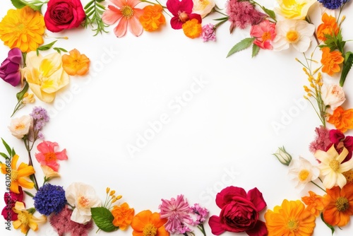 Frame of colorful flowers