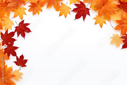 Fototapeta Naklejka Na Ścianę i Meble -  Abstract red maple leaf. Beautiful autumn nature on white background. Artistic fall design with copy space