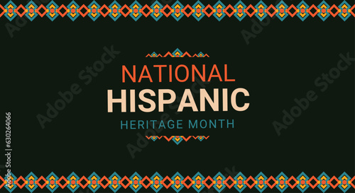 Hispanic heritage month. Abstract ornament background design, retro style with text, geometry