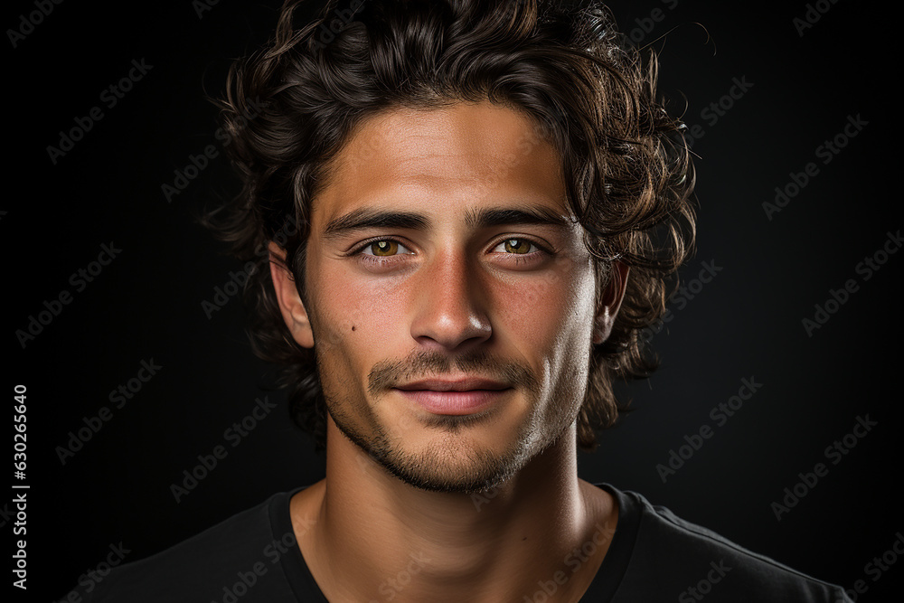 Generative ai studio portrait of handsome young latino man on colour background Generative ai studio portrait of handsome young latino man on colour background