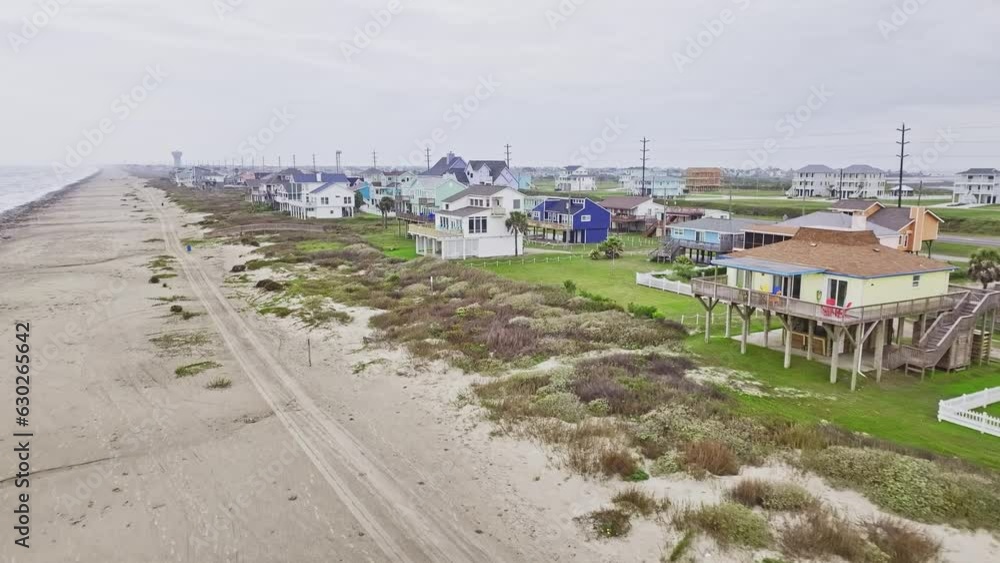 Drone flight over Galveston beach in Texas. Drone flight over Galveston beach in Texas.