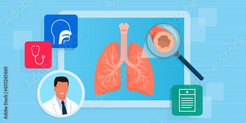 Lungs on virtual screen and online doctor