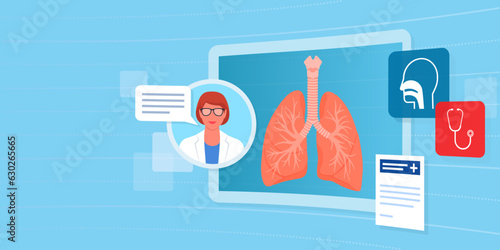 Human lungs on a digital virtual screen