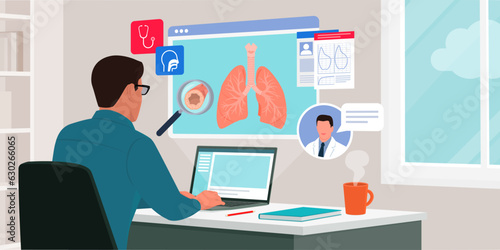 Patient talking with a professional online doctor at home