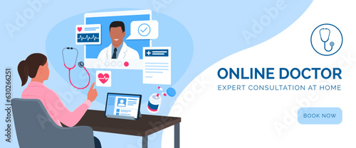 Woman videocalling her online doctor