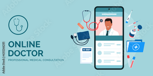 Online doctor app on smartphone