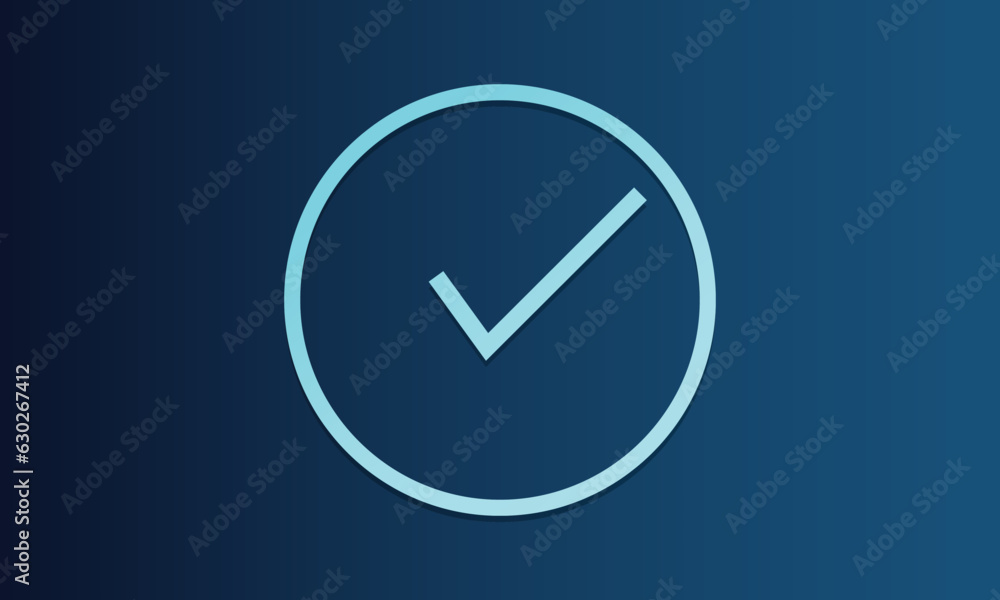 Check mark icon on gradient blue background. Checkmark symbol. Vector illustration. Check mark icon on gradient blue background. Checkmark symbol. Vector illustration.