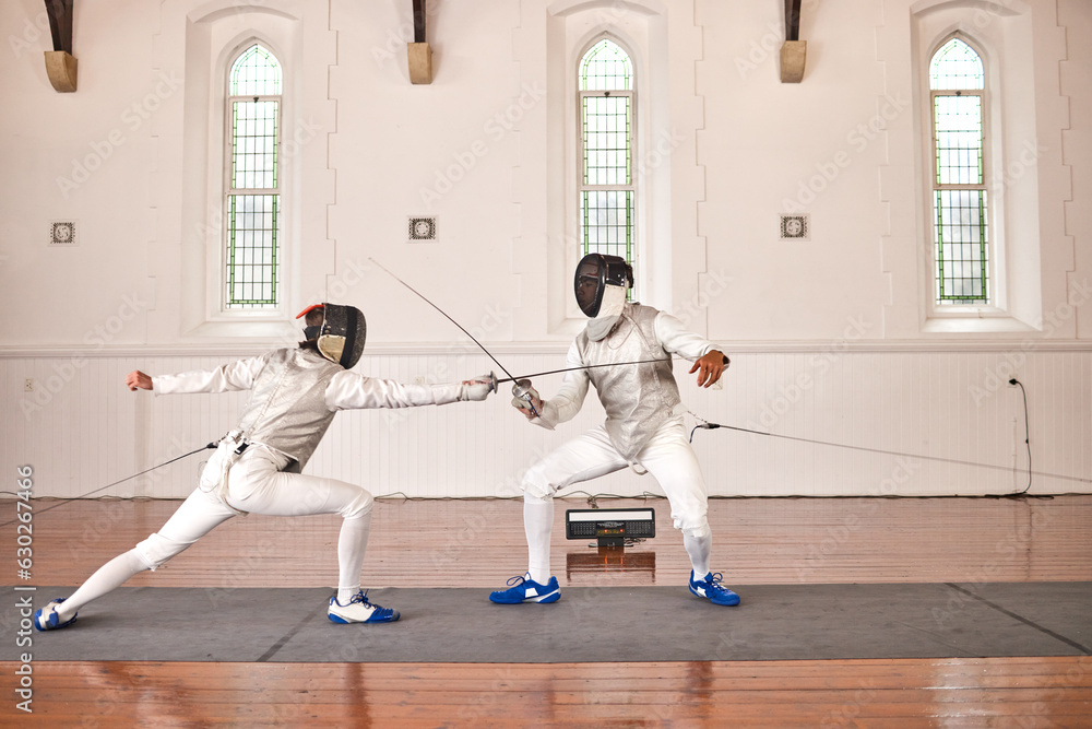 People, fighting and fencing with a sword in competition, duel or combat with martial arts fighter and athlete with a weapon. Warrior, blade and person in creative fight, exercise or fitness People, fighting and fencing with a sword in competition, duel or combat with martial arts fighter and athlete with a weapon. Warrior, blade and person in creative fight, exercise or fitness