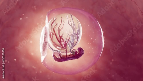 Animation of a 3 week old embryo inside the uterus